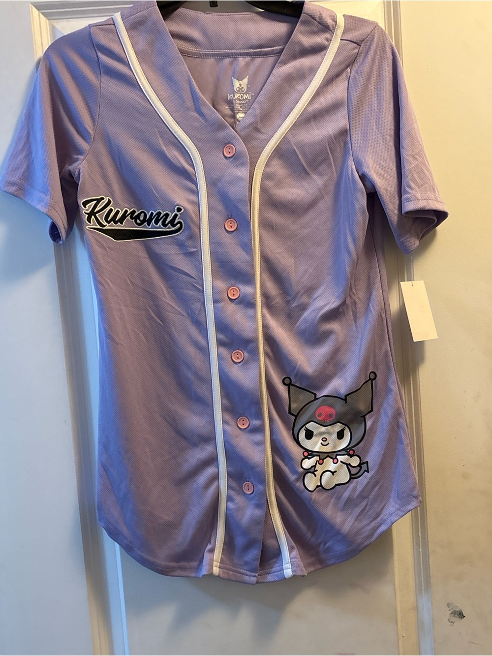 Sanrio Kuromi Lavender Baseball-Style Button Down Shirt